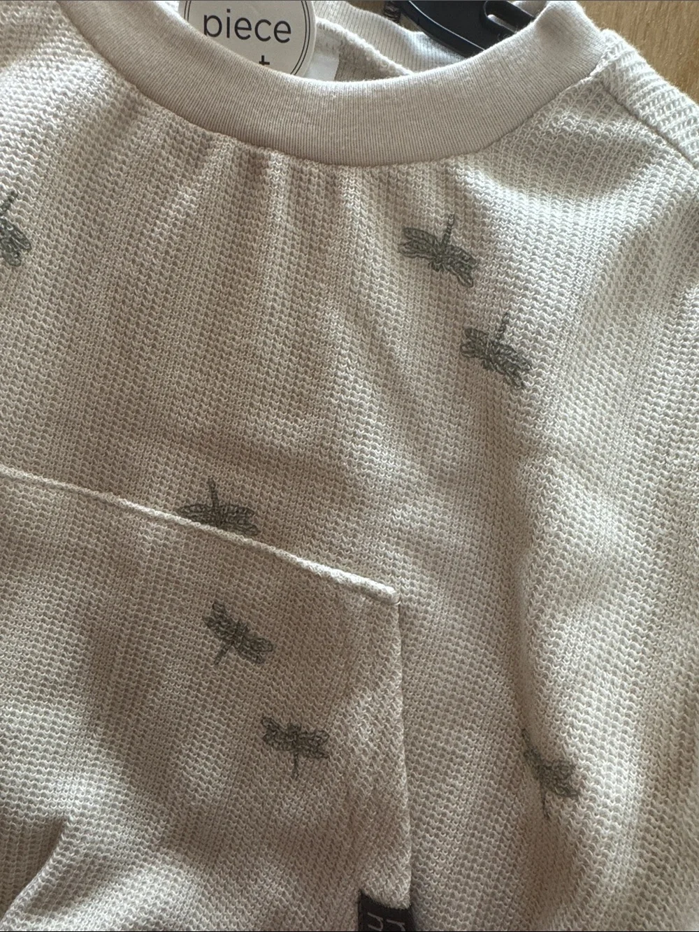Gerber Cream Waffle Knit Two-Piece Set with Dragonfly Accents
